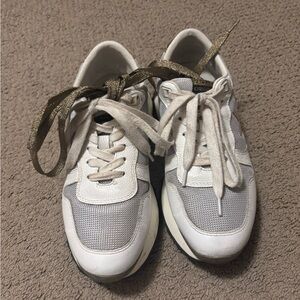 Vintage Havana White and Gray Sneakers with Gold Accents